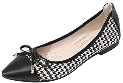MACHSWON Womens Ballerina Flats Slip On Bow Tie Elegant Pointed Toe Classic Comfy Ballet Dress Pumps