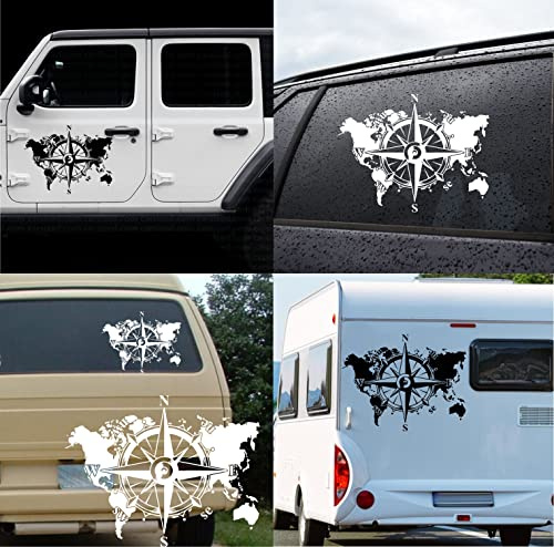 myrockshirt Kompass Weltkarte Weltkugel Kompassrose Polarstern Karte Map Weltkarte Camper Wohnwagen Truck Wohnmobil Himmelsrichtung Outdoor Van Womi