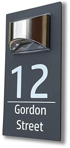House Numbers Plaques With Solar Light House Number Signs Door For Outside Wall (Grey & Classic Text)