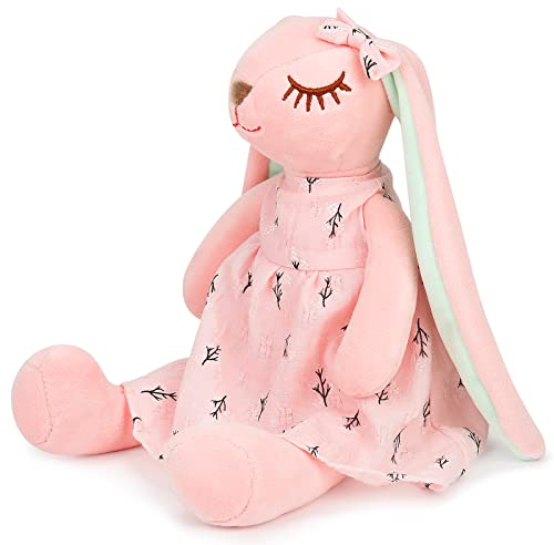Alftek Kaninchen aus Plüsch mit fallenden Ohren, niedliches Kaninchen-Plüschspielzeug, weiches Plüschtier, Plüschtiere für Weihnachten für Kinder (Rosa, 35 cm)
