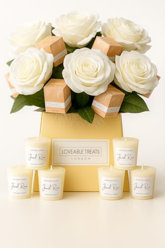 LoveableTreats Bouquet de Bougies | Cadeau de Luxe pour Maman | Cadeau d'Anniversaire pour Femme | Blanc