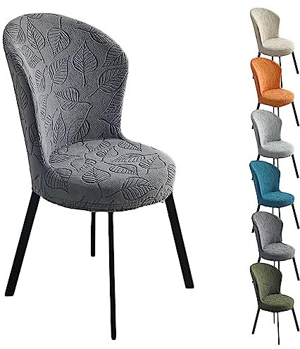 KCCRHIN Stuhlbezug Mit Blatt-Jacquard 1/2/4/6Er Set Verdickter Einfarbiger Stuhlhusse Runde Geschwungene Sitzbezüge Universal Stuhlabdeckung Für Esszimmer Hotel Café Restaurant,Dgray 1pcs