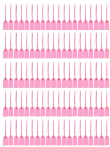 100Pcs Pink Plastic Seals Security Tags Numbered Pull Ties Anti-Tamper Cable Ties for Handbags, Luggage, Clothing, Shoes, Postal Parcels