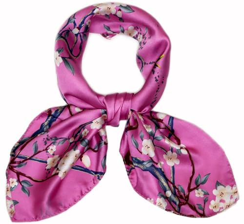 27.5'' Silk Feeling Scarf Medium Square Satin Head Neck Scarf for Women Hair Sleeping at Night，28-Pink
