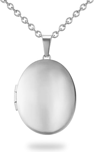 PHOCKSIN Collar con relicario de corazón para niñas, relicarios de plata para mujeres como regalos de cumpleaños con texto grabado, relicario con foto que sostiene imágenes, 0.9 inch * 1.2 inch, Acero