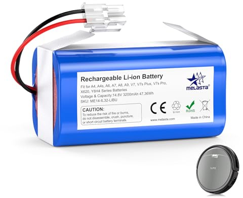 melasta 3200mAh Batería para iLife A4 A4s A6 V7 A6 A7 A8 A9 V7s Plus | Li-ion Batería para iLife V7s Pro, X620, Y8H4 D960 GT200 GT9 V750 V780 V780s V870