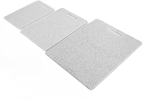 Set di Taglieri da 3 Pezzi, Modello in Marmo, Tagliere a Doppia Faccia, Accessorio da Cucina (Tagliere simil pietra bianco)