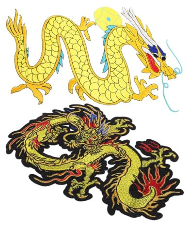 TEHAUX 2stücke Dekorative Drachen-patches Gestickte Applikationen Für Kleidung Kostümzubehör Zum Aufnähen Reichhaltige Details Und Farben Für Mode Und Reparatur