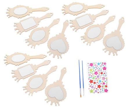 Abaodam Diy Holzspiegel Für Mädchen Zum Bemalen Und Basteln Kleiner Handspiegel Zum Selbermachen Unbemalter Spiegel Für Kreativität Und Handwerk