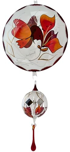 Lichtmühle, Sonnenmühle, Solar Radiometer, Lichtspiel, Mobile mit Glas Fenster Bild in Linsenform, faszinierender, einzigartiger Blickfang, Fensterdekoration, Glaskunst, Glasmalerei, 15 x 34 cm