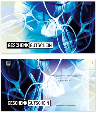 GESCHENKGUTSCHEINcom by POS-HAUER. 50 Gutscheine. Geschenkgutscheine für Optik Augenoptik Brillen Unternehmen.