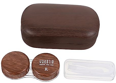HAPINARY Lens Box Portable Leak-Proof Brown Leather-Lined Case