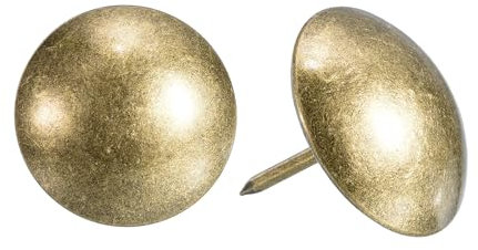 sourcing map Upholstery Tacks Nail Pins Furniture, 50Pcs 25x25mm Thumb Tack Pins Assortment Kit Carbon Steel for Home Sofa DIY Decorative Nail Heads Nails, Yellow Bronze