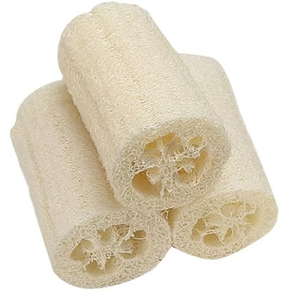 JINGLING Spugna di luffa, Confezione da 3 scrubber per il corpo in luffa, Scrubber per il corpo in spugna di luffa per doccia egiziana naturale da 4 per la cura quotidiana del bagno termale