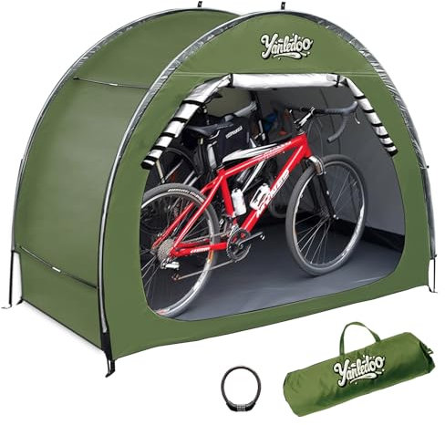 Fahrradschuppen, Outdoor, Tragbares Fahrradaufbewahrungszelt, Fahrradzelt, wasserdichter Fahrradunterstand mit 210D Oxford-Gewebe, Fahrradabdeckung passend für 2-3 Fahrräder (grün)