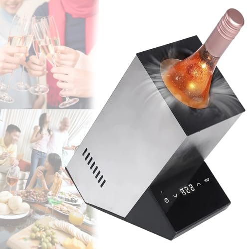 Wine Chiller Electric - Reusable Wine Bottle Cooler - Iceless Wine Cooler for Standard Size Bottles - Insulated Wine Bottle Chiller to Keep Wine Cold,Silver
