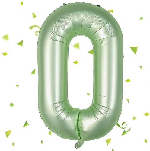 Zahlen Luftballon Salbeigrün,Salbeigrün Luftballon 0,40 Zoll Olivgrün Folienballon 0 Zahlenballon 0 Helium Ballon, Luftballon 0 Geburtstag für 0 Jahre Geburtstagsdeko Kinder Mädchen Junge