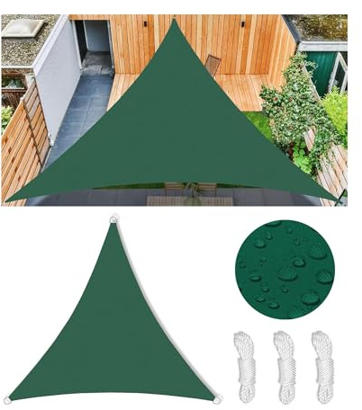 Sonnensegel Wasserdicht Dreieckig Viele Farbe Größe Balkon Sonnenschutz 98% UV Schutz Segeltuch Sonnensegel Markise Reißfest Wetterfest mit D-Ring und Kordel für Balkon Terrasse Garten 3.8x3.8x3.8M