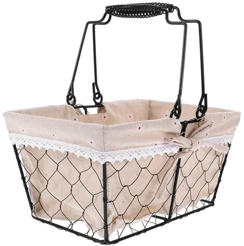 Amosfun Cesta De Hierro Interior De Tela Ideal Para Guardar Huevos y Artículos Del Hogar