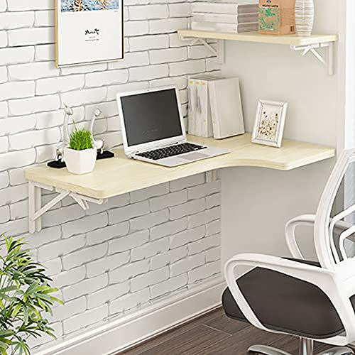 Tavolo da lavoro pieghevole a forma di L, multifunzione, da parete, per casa, ufficio, scrivania per computer, tavolo da pranzo, scrivania (bianco)