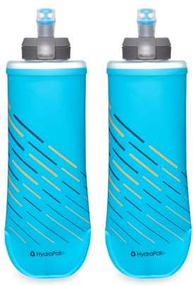 Flasque HydraPak SoftFlask Speed 500 ml, Lot de 2 – Flasque souple compressible parfaitement adaptée aux gilets d'hydratation et aux sacs de trail avec un bouchon facile à ouvrir (Malibu Blue, 500 ml)
