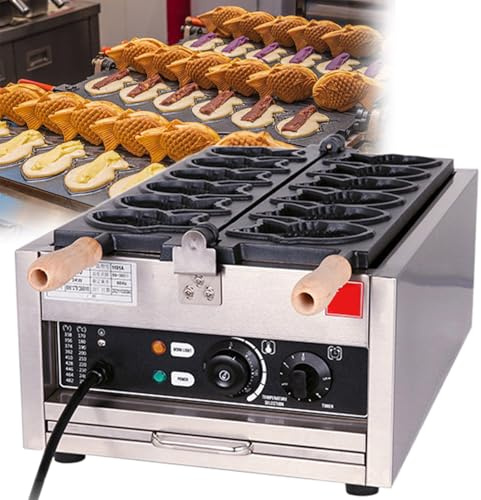 GESAIDES Taiyaki Fish Waffle Maker, Macchina Elettrica per Taiyaki, Coni per Cialde a Forma di Pesce, Acciaio Inossidabile Professionale, Rivestimento Antiaderente,6pcsTaiyaki