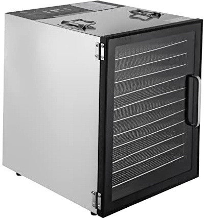 JAYEUW Dörrautomat Edelstahl 12 Etagen Lebensmittel Dehydrator Dörautomat Obsttrockner mit 29 * 29cm Tray 800W Doppelventilator 360 °Luftstrom Dry 0.5-24h 30-80℃ Temperaturregelung