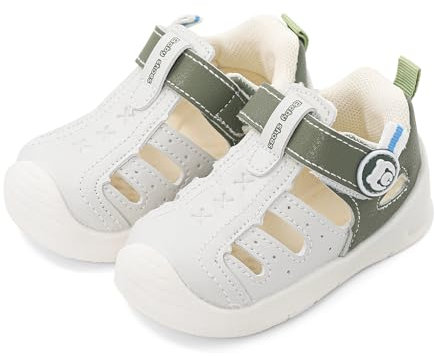 MK MATT KEELY Baby Boys Girls Sandals Toddlers Summer First Walking Shoes Kids Closed Toe Pre Walkers with Anti-Slip Rubber Sole,Green,Size 4.5 UK Child