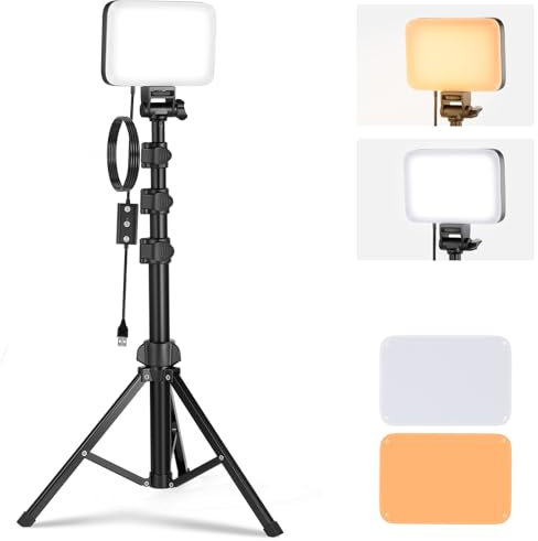 NEEWER BASICS LED Video Light Panel Lighting Kit, Bi Color Dimmable Portable Studio Lights with Tripod Stand & Filters, 3200K~5600K CRI 95 750lux for Photography Video Recording Live Streaming, BP66