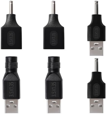 KUOQIY 6 Pezzi Adattatore di Alimentazione USB a DC, USB 2.0 A a DC 3.5x1.35 mm Connettore Barile di Carica Adattatore di Alimentazione Jack, per Dispositivo di Ricarica-USB DC 5V