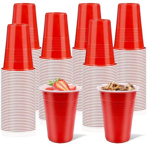 144 vasos rojos de fiesta, vasos de plástico de 16 onzas, taza roja grande para cerveza pong, taza de beber para bodas, fiestas de cumpleaños, despedida de soltero, picnic, barbacoa