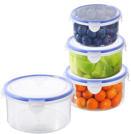 Orixo Set di 4 Contenitori Per Alimenti Con Coperchio, Meal Prep Contenitori, Contenitore Plastica Alimenti, Contenitori Per Microonde, Senza BPA, Impilabile, Adatto a Frigorifero, Freezer, Microonde