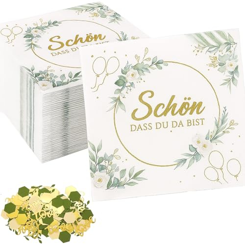 40stück Servietten Hochzeit+1 Packtischdekoration, Servietten Schön Dass Du Da Bist, Deko Hochzeit, Hochzeitsdeko Tisch Für Tischdekoration Und Fotoshooting, Romantische Dekoration Für Hochzeitsfeiern
