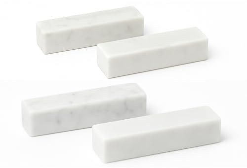FORME STUDIO Lot de 4 couverts en marbre blanc de Carrara – Support élégant pour couverts et baguettes – Accessoire artisanal de table fabriqué en Italie
