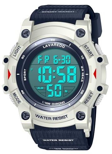 Timever Digital sportklocka för män med silikonarmband, larm, stoppur, datum, belysning, vattentät 3 ATM, 06 mörkblå