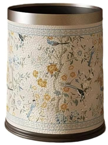 Keuyeo Papelera De Cuero Vintage para Hogar, Sala De Estar, Baño Antiguo De Lujo, Contenedor De Basura para Dormitorio