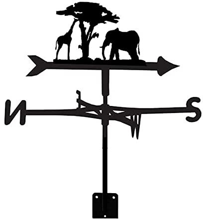 Banderuola segnavento in metallo con forma animale, banderuola segnavento vintage nera, indicatore di direzione del vento in acciaio inossidabile per strumento di misurazione del tetto del giardino