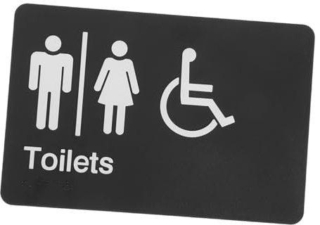 LIGIGWASH Braille Unisex Toilet Sign with Self Adhesive Tape Abs Material Bathroom Door Decor for All Gender Restrooms Directional Guidance with Arrows Indoor Outdoor Restroom Symbol for