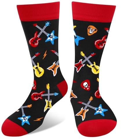 AGRIMONY Divertidos Calcetines de Guitarra para Hombre y Mujer-Regalos Originales para Navidad Cumpleaños