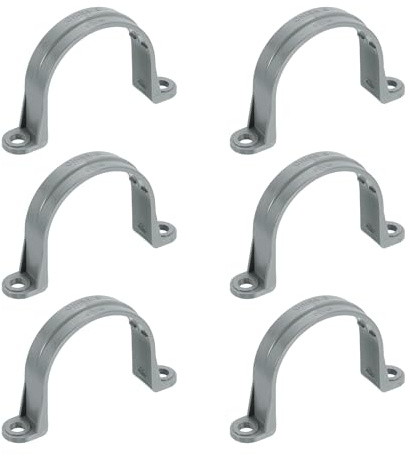 sourcing map Lot de 6 sangles de tuyau en PVC de 5,1 cm – Collier de serrage à double trou en forme de U avec nervures antidérapantes pour fixation de câbles (gris)