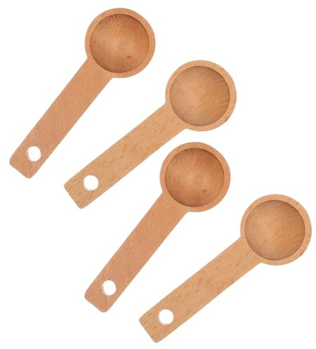 DOITOOL 4 Piezas Cuchara Medidora de Madera Cuchara Medidora para Hornear para Frascos para Medir Café Molido Té Uso la Cocina Conveniente Hogar y Cafeterías