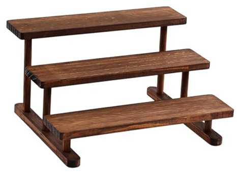 rockible Espositore per Figure in Legno, espositore Multifunzionale, Supporto per Cupcake, per Cosmetici, Mini Figurine, Giocattoli, 3 Livelli