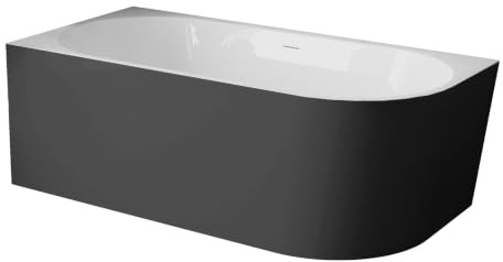 Balneo Acryl Eckbadewanne Weiß/Schwarz Freistehend 160 x 80 x 58 cm Modern 48 kg 275 Liter Ecke