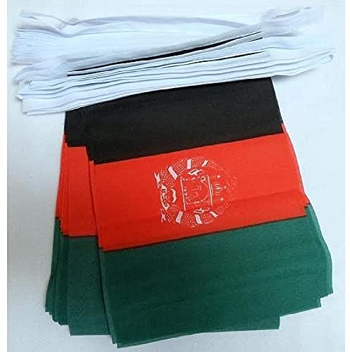 AZ FLAG - Fahnenkette Afghanistan 12 Meter Mit 20 Flaggen - 45x30 cm - Afghanische Girlande Flaggenkette 30 x 45 Cm