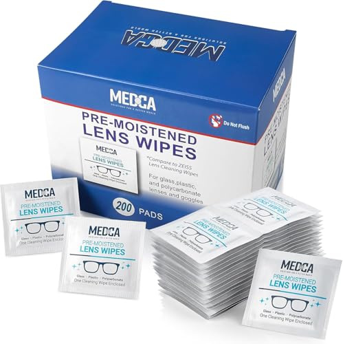 Lingettes Nettoyantes Humidifiées pour Verre - [Lot de 210] Lingettes Emballées Individuellement pour Nettoyer Objectif, Lunettes, Appareil Photo, Téléphone et Tablette, (Packaging May Vary)