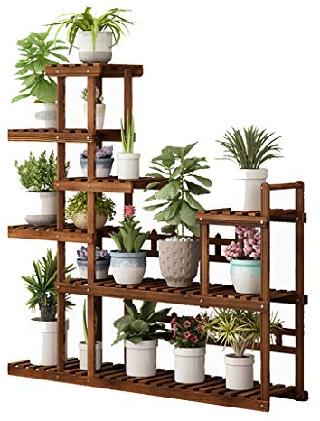 Blumentreppe aus Holz Blumenständer für Innen Balkon Wohnzimmer Blumenregal Aussen Außen Draußen Garten Pflanzenregal Leiterregal Dekoratives Fenster,115×25×115cm