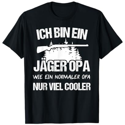 Wildschwein & Wald Witzig Jäger Opa T-Shirt, Herren, Schwarz, S, Halbarm, Klassische Passform, Klassisch, Rundhals-Ausschnitt, Tierdruck, Humorvolle Jagd-Motive, Herbst, Winter