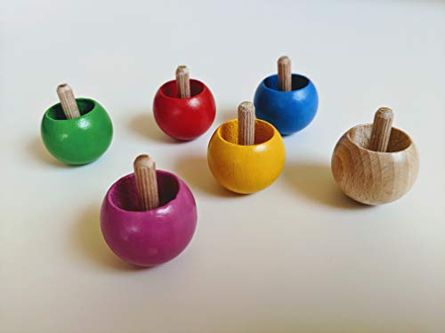 Ameisenkeks® 6 x Wendekreisel aus Holz, bunt und Natur, preiswert im 6er Set