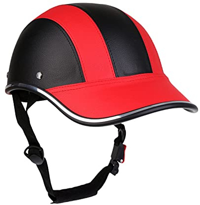Fahrrad Halbhelm Baseballmütze Fahrradhelm Schnellverschluss Schnalle Kappe Helm ABS Leder Fahrrad Schutzhelm Erwachsene Männer Und Frauen Jugend Schwarz E,L=(54-60)