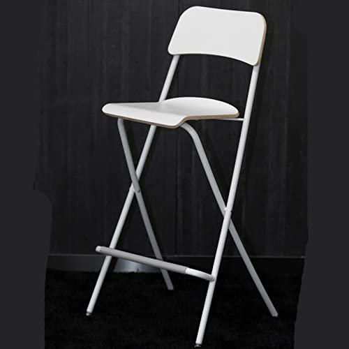 BIHOME Klapper Hochstuhlstuhlhocker mit Rückenlehne & Fußstütze, Holzmetall tragbarer Klapphocker, moderner Küchentischhöhe für Bar nach Hause,Weiß,62cm(24.4)